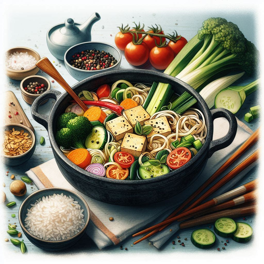 Gluten-Free One-Pot Vegetable and Tofu Soup with Rice Noodles